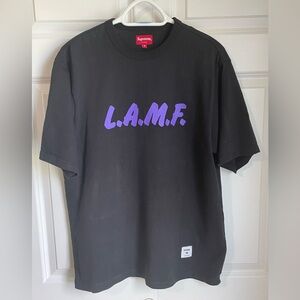Supreme Black Tee with Purple L.A.M.F. Graphic